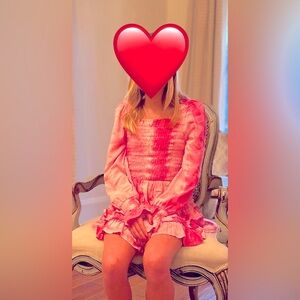 “Cake for dinner” matching long sleeve pink tie dye blouse and skirt set